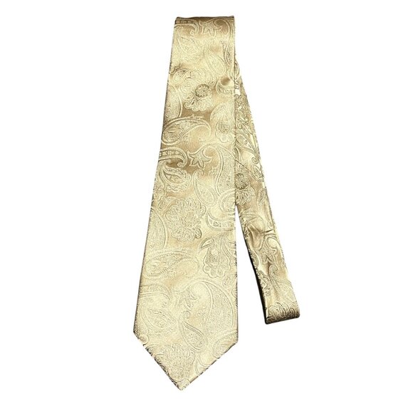 Donald J. Trump Signature Collection Cream Gold‎ Paisley Designer Neck Tie - Picture 1 of 9